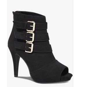 Express Peep Toe Buckled Bootie Size 10 NWT Black